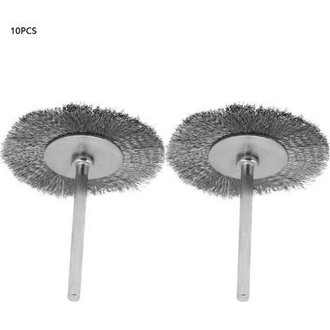 Ortviai Brosse de polissage en fil d'acier, plat, 10 pièces, tête 3 × 38 mm, pour décapage et finition métallique (1/5)