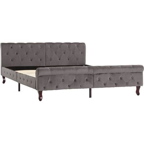 Maison Exclusive - Bettgestell Grau Samt 160 x 200 cm (1/5)