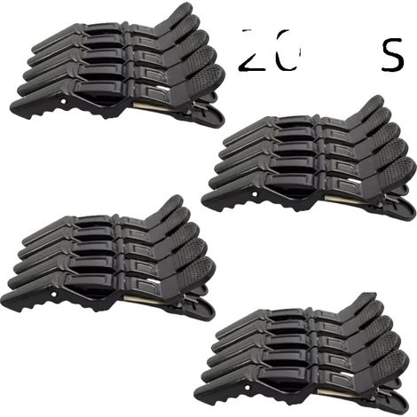 Pinzas para el cabello, diseño antideslizante, plástico resistente, 20 unidades, color negro. (1/2)