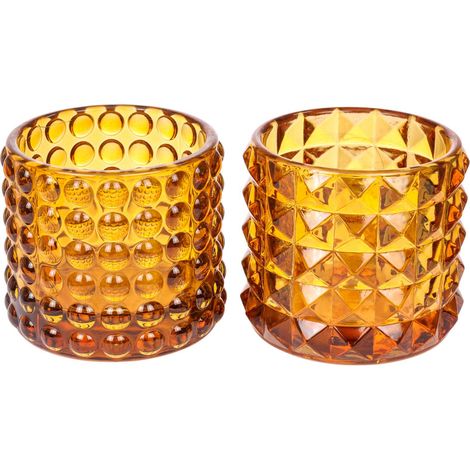 ARPIMEX Vasetto Vetro D 9,5 Cm H 8,5 Cm Mix 2 Pz Marrone