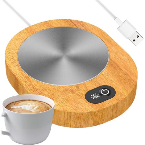 Calentador de tazas de café  Calentador eléctrico de temperatura constante, calentador de tazas USB para bebidas calientes, calentador de tazas de té de madera para té, agua, leche, café y chocolate c (1/5)