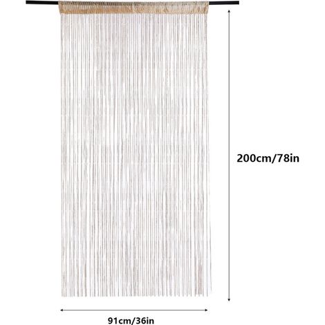 Rideau de penderie/de porte à pompons, rideau décoratif d'intérieur, 91 cm x 200 cm, couleur champagne (1/5)