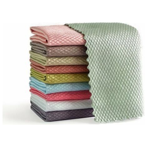Chiffon Magique, Lot de 10 Chiffon de Nettoyage en Microfibre Multifunction pour dans Cuisine Voiture Salle de Bain Maison Bureau Multicolore 30x40CM (1/5)