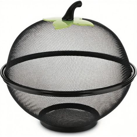 Corbeille à fruits en métal (25 cm) avec couvercle en filet, étagère de rangement pour la cuisine, idéale pour la maison et l'extérieur - Facile à nettoyer et résistante à l'humidité (1/5)
