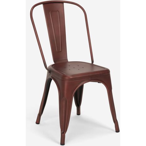 chaise de cuisine design industriel vintage en métal shabby chic style steel old - Bronze (1/5)