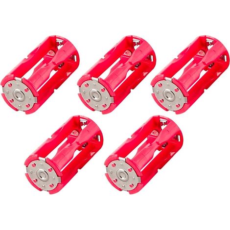 5er-Pack AAA-zu-C-Parallelbatterie-Konverteradapter, Batteriehalter-Etui für TV, Video, Heimkino, Batterieaufbewahrungsbox (Rot, 2,6 x 4,8 cm) (1/5)