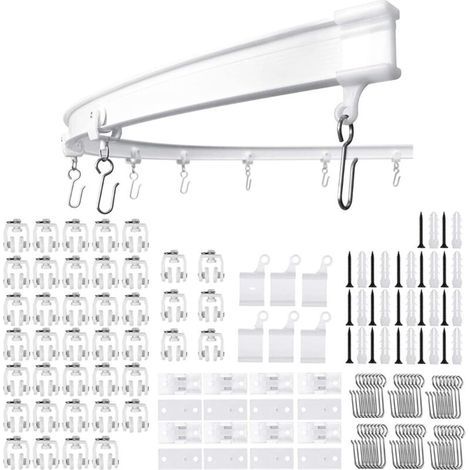 Rail de rideau flexible pour plafond Rail de rideau incurvé 3M avec roulettes silencieuses Support pliable pour cloison de douche (1/4)