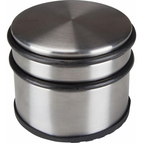 Perel – Butoir de porte en acier inoxydable avec revêtement en caoutchouc anti-rayures – 9 cm diamètre – 7.5 cm hauteur – 1.1 kg