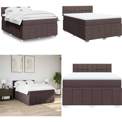 vidaXL Boxspringbett mit Matratze Dunkelbraun 140x200 cm Stoff (1/5)