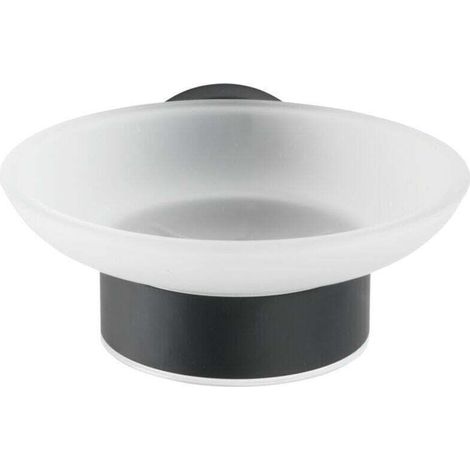 Porte-savon Bosio Black inox mat 11 cm salle de bain noir porte-savon mural porte-savon noir porte-savon en verre porte-savon design accessoires salle de bain noir porte-savon sans perçage (1/4)
