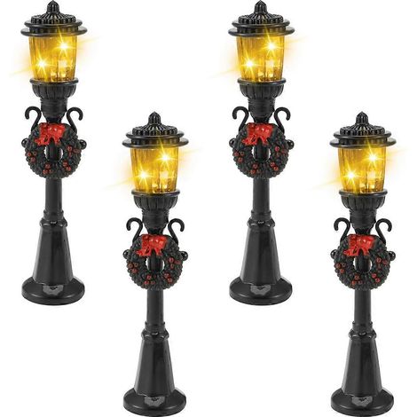 Mini lampadaires de Noël miniatures pour trains, lampadaires décoratifs, pour bricolage de village. (1/4)