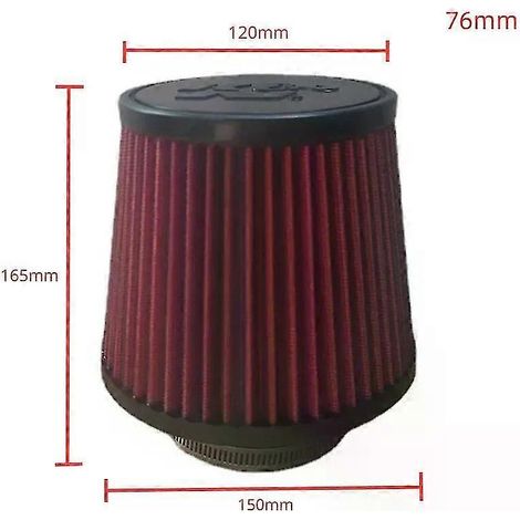 Filtre à air universel à haut débit KN 102 mm, 89 mm, 76 mm, 3, 3,5, 4 pouces, conique, pour KN 14084-2, tête champignon (logo KN rouge 76 mm) (1/5)