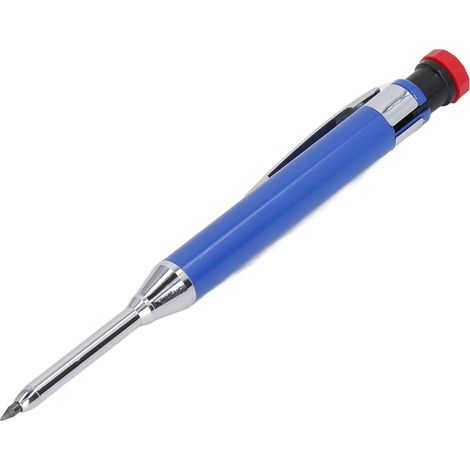 Porte-mine de charpentier robuste avec taille-crayon, mine longue et trou profond, bleu