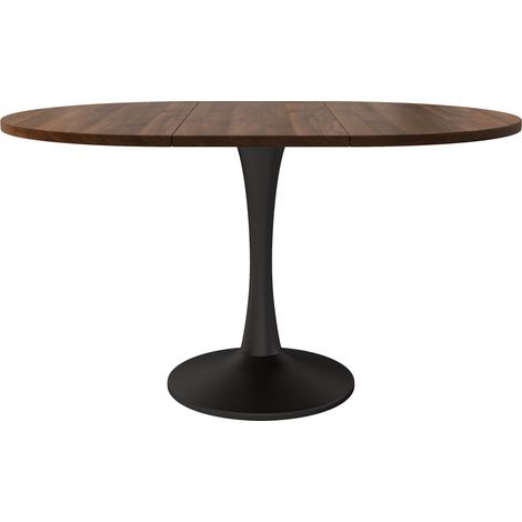 Tavolo da pranzo allungabile ovale 140 x 100 x 75 cm in MDF effetto noce (1/5)
