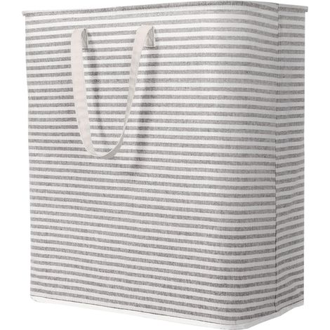 Panier à linge pliable, 100L, gris, avec poignées, idéal pour chambre, salle de bain, buanderie. (1/5)