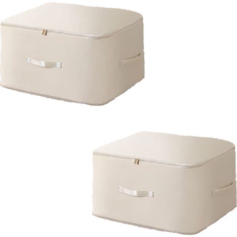 Sac - de rangement couleur abricot pour vêtements de grande capacité, sac de rangement pour literie, portable (54x42x30cm), 2 pièces (1/5)