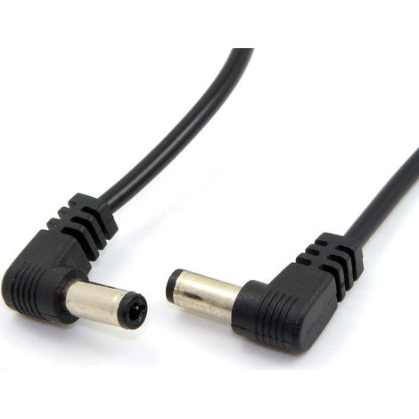 DC Power 5.5x2.1mm/2.5mm Male to 5.5 2.1/2.5mm Male 90 Degree Angled Plug Cable 24AWG 60cm (1/5)