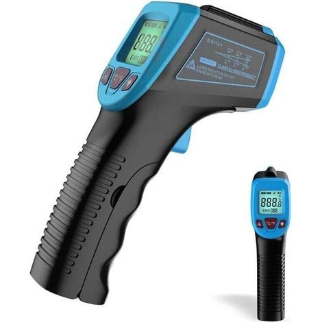 Termometro a infrarossi, pistola laser digitale senza contatto da -58°F a 1112°F (da -50°C a 600°C) con schermo LCD, blu, blu-- (1/4)