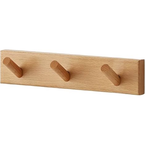 Porte-manteaux muraux - Porte-manteaux en bois - Étagère murale - 26x5.5 cm - Avec 3 crochets - Crochets intégrés - Forte capacité (1/5)