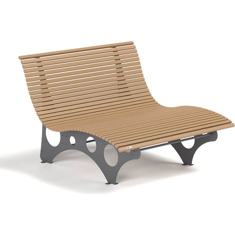 HOME DELUXE Wellenliege NIRA Teak - 97 x 148 x 152 cm, ergonomisch geformt  Gartenliege, Waldsofa  Wellenliege, Liege Garten, Sonnenliege (1/4)