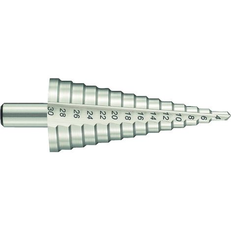 Foret étagé 114488 - Diamètre minimal (d) : 6 mm - Diamètre maximal (D) : 37 mm - Longueur utile : 77 mm - TIVOLY