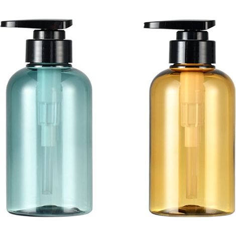 Flacons à pression - Conviennent pour après-shampoing, gel douche et lait corporel - Diamètre 6,5 cm x Hauteur 15 cm - Lot de 2 - Flacons de shampoing (1/5)