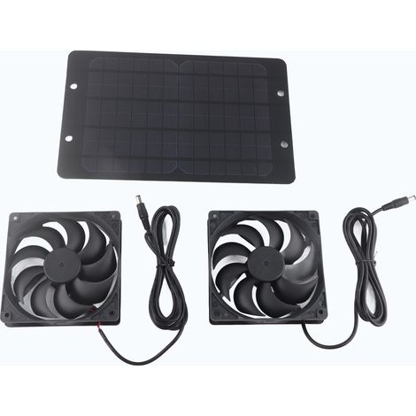 Kit ventilateur solaire 10W 800MA double extracteur d'air pour ventilation extérieure de serre (1/5)