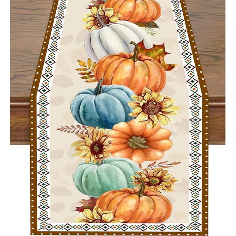 33 183cm Lin Drapeau De Table Halloween Citrouille Tournesol Maison Restaurant Salon Table Manger Intrieur Outdoor