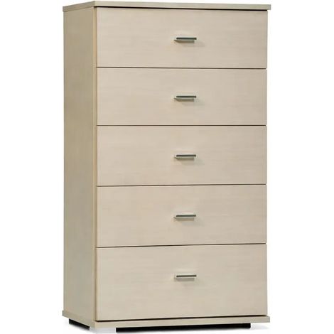 Kommode 5 Schubladen in weißem Eichenholz 91x53x33 (1/3)