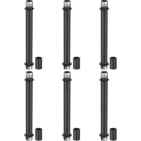 Kit De De Lampe Droites, 6 Ensembles M10 En Acier Au Carbone 100mm (3.94") Longueur Double Extrémité Filetée Avec Écrous De Raccordement Pour Lampes De Table Lustres, Noir (1/5)