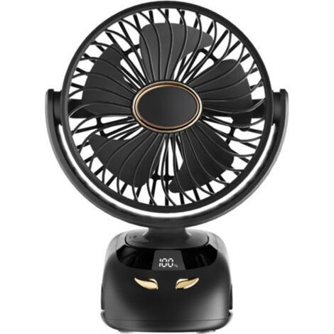 Ventilatore a clip, mini ventilatore da tavolo, ventilatore da campeggio, ventilatore USB portatile, ventilatore di raffreddamento a 5 velocità, 3000 mAh nero