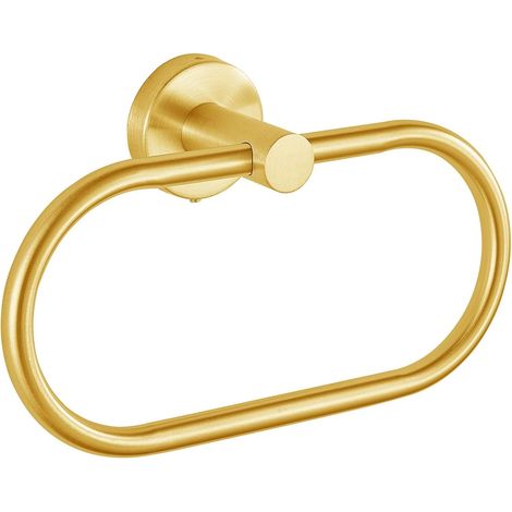Anneau Porte-Serviettes Perforé pour Salle de Bain, Barre Porte-Serviettes Murale en Doré, Anneau de Serviettes en Acier Inoxydable de Style Moderne (1/5)