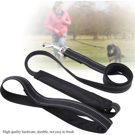 Corde de traction multifonctionnelle réfléchissante, robuste et durable pour chien, ceinture de sécurité pour véhicule pour animaux de compagnie, noire (1/5)