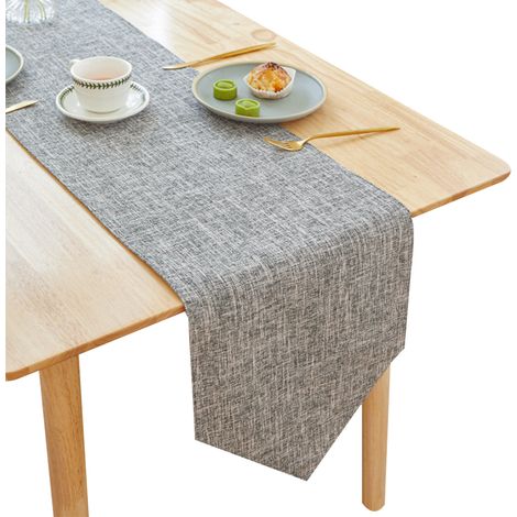 Chemin De Table - Imitation Lin - Gris - Pour Salle À Manger Et Cuisine - 180 210 240 Cm (1/5)