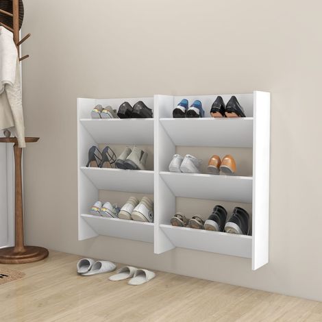 Wall Shoe Cabinets 2 pcs White 60x18x90 cm Engineered Wood vidaXL