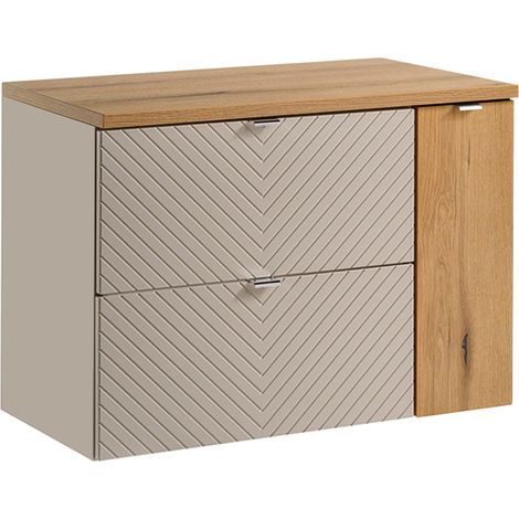Mueble bajo lavabo 80cm 2 cajones 1 puerta Manoa Cachemira y madera (1/4)