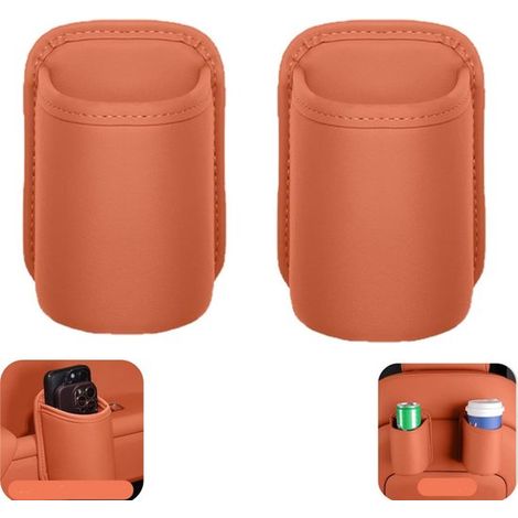 Porte-gobelets de portière lot de 2 - range-boissons à clipser étanche pour voiture, orange, 10,5 x 15,5 cm (1/5)