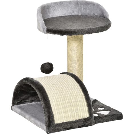 Arbre à chat, design à 2 niveaux, planche à gratter incluse, Gris Foncé (1/2)