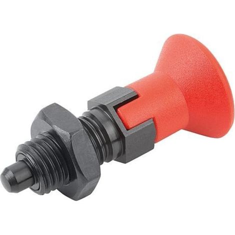KIPP Arretierbolzen GR.3 M16x1,5 Ø8 Form D mit Rastnut Kontermutter Stahl (1/3)
