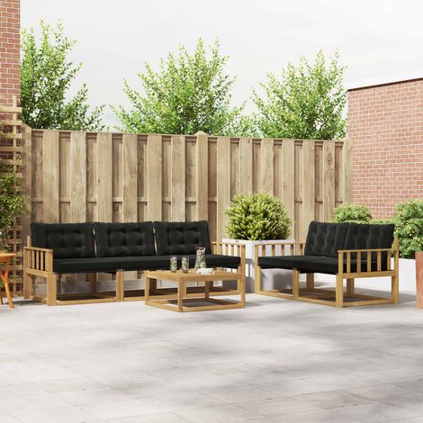vidaXL Outdoor-Sofagarnitur 6 pcs Weiß und Schwarz 79 x 79 x 37 cm (1/5)