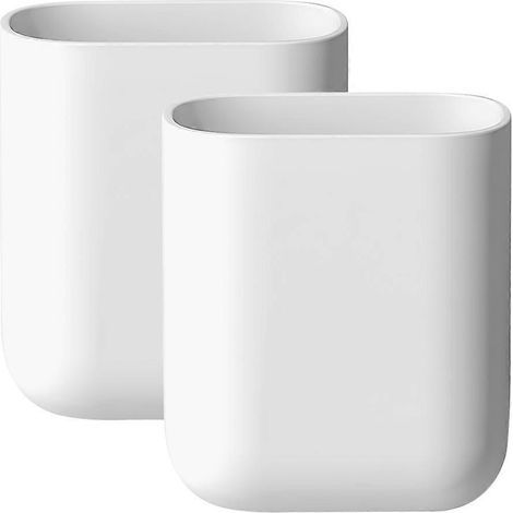 Lot de 2 supports muraux pour brosses à dents, sans perçage, rangements pour salle de bain et étagère de maquillage-11.00X9.10X5.80CM-White (1/4)