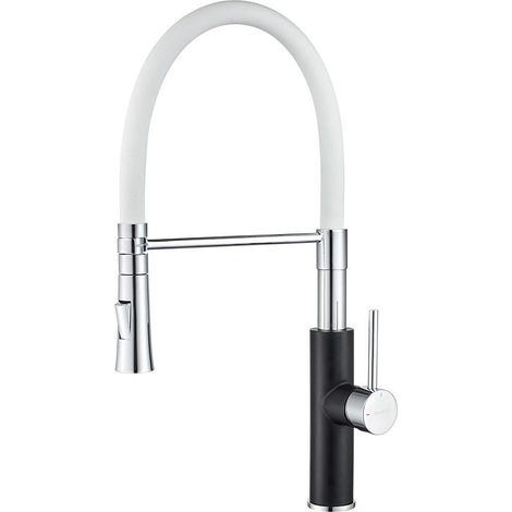 Robinet Cuisine Mitigeur Cuisine Laiton, Tuyau Silicone 360° Rotatif Flexible, 2 Modes Jet/Vaporisateur, Eau Chaude Froide, Économie d’Eau, Support Fixe, Installation Simple Monotrou (1/5)