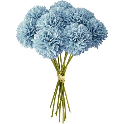 Artificielles Hortensia Fleurs 12 Pièces Fleurs Artificielles en Boule de Chrysanthème Soie Hortensia Bouquet Fleurs Artificielles,pour La Maison Garden Party Office Décoration(Bleu) (1/5)