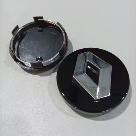 Cache-moyeux universel Renault 60mm, Lot de 4 pièces pour Koleos, Scenic, Fluence, Latitude – Accessoire jante voiture décoratif – Couleur : Noir (1/2)