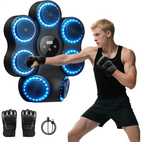 Machine de Boxe de Musique Intelligente pour Adultes/Enfants, Machine de Boxe électronique Bluetooth avec Musique, Machine de Boxe Musicale, 12 Vitesses réglables et Mode de comptage (1/5)
