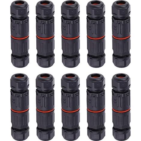 10 Pièces IP68 Connecteur électrique étanche 3Pin Boîte de Jonction en Nylon Ignifuge pour Alimentation Réseau équipement de Communication éclairage 0.5mm²2.0mm² (1/5)