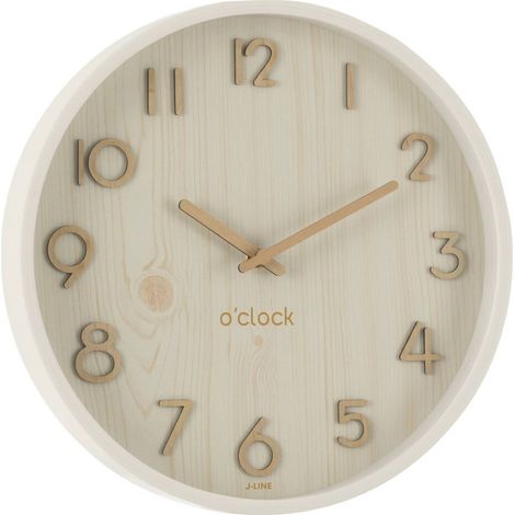 Horloge murale blanche en bois - blanc et bois clair (1/5)