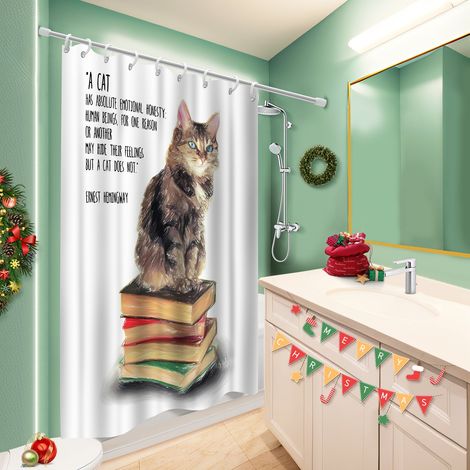 Kit rideau de douche en polyester 180x180 imperméable housse de baignoire pour célibataire actif (1/5)