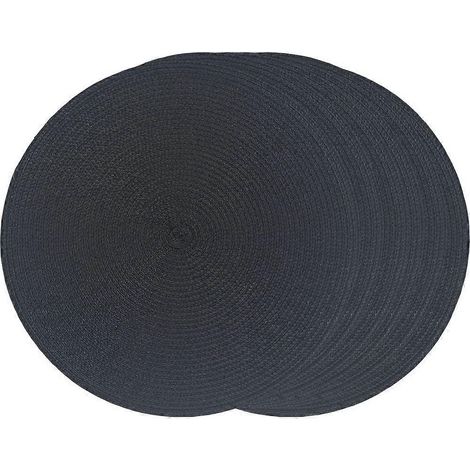 Sets de table tissés, sets de table ronds, 35 cm, lot de 6, violet (noir) (1/2)