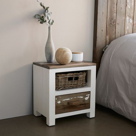 Table de chevet en bois recyclé massif